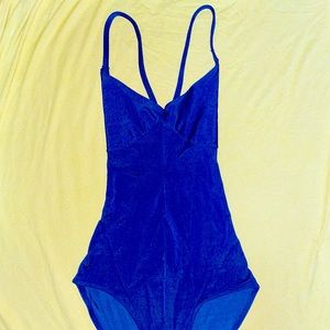 Navy blue semi-sheer body suit